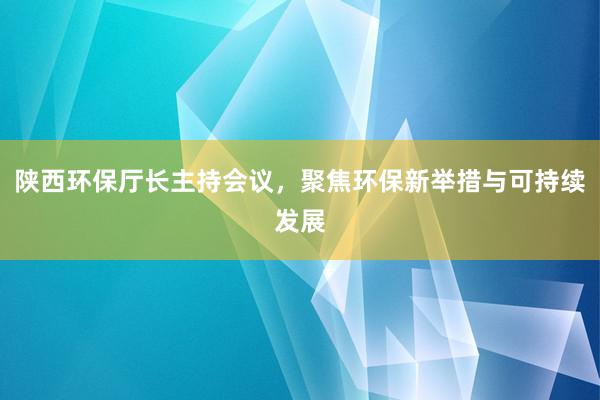 陕西环保厅长主持会议，聚焦环保新举措与可持续发展